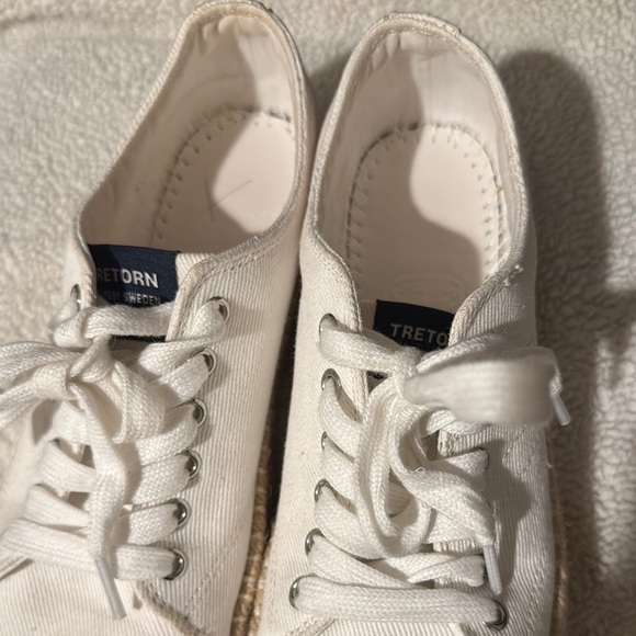 Tretorn White and Tan Espadrille Sneakers with Platform Sole - Picture 2 of 8